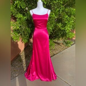 GB Gianni Bini Hot Pink Backless Prom Dress